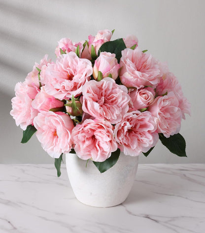 florisso Light Pink Rose Artificial Flowers - 13 Branches Faux Roses for Vase Decor, Wedding Centerpieces & Living Room Accents (Silk Artificial Roses)