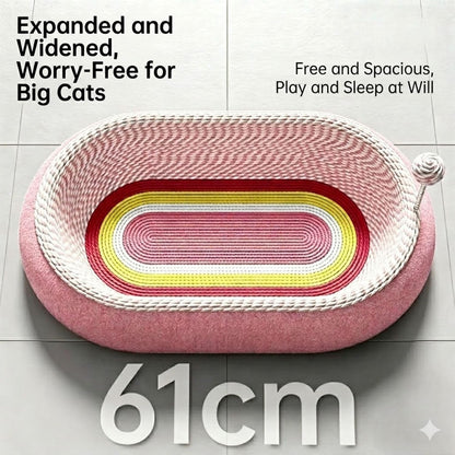 3-in-1 Cat Scratcher Lounge Bed – Ergonomic Curved Cat Scratching Board Nest – Durable Cardboard Cat Scratching Post Alternative for Sleeping and Instinct Releasing, Pink