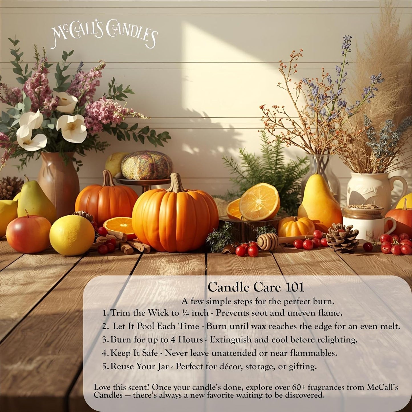 McCall’s Candles | Ginger Peach | 26 oz Scented Candle | USA-Poured | Vintage Rustic Jar with Carrying Handle | Sweet Peach, Brown Sugar & Ginger Spice Fragrance