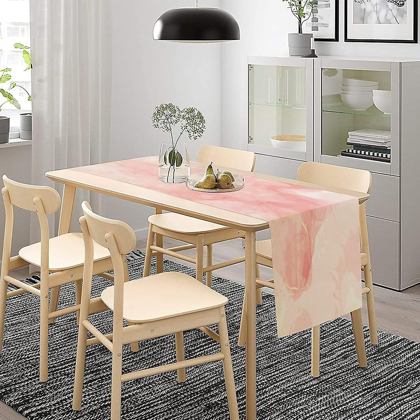Marble Table Runner Pink Gold Texture Pattern Table Runner Table Cloth Decoration Dresser Garden Farmhouse Wedding Party Vacation Dinner Home 13x36 inches