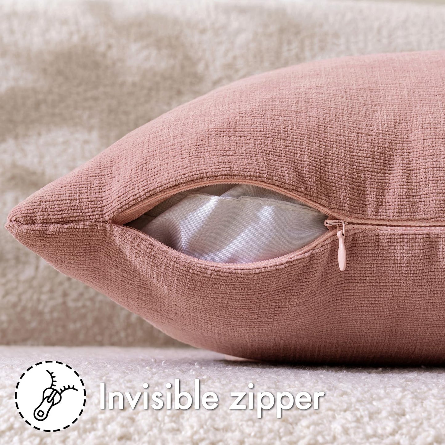 MIULEE Blush Pink Couch Pillow Covers 18x18 Inch, Set of 2 Soft Spring Valentine Cute Decorative Square Throw Pillow Covers Farmhouse for Sofa Living Room Bed