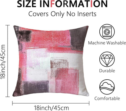 Cute Pink and Grey Throw Pillows Covers 18x18 Inch Light Gray White Cushion Cases Set of 4 Abstract Art Painting Pillowcase for Couch Bed Sofa Farmhouse Office Car Boho Spring Home Decor Gray Pink