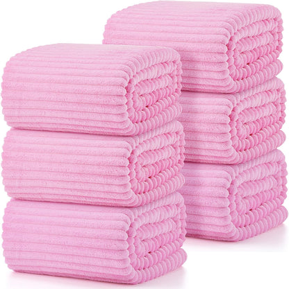 Buryeah 6 Pcs Flannel Fleece Sleepover Blanket Bulk for Girl Galentines Party 40x60 Inch Oeko-tex Standard Soft Throw Blanket Mattress Pajamas Spa Slumber Wedding (Pink)