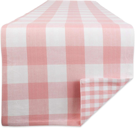 DII Gingham Check Tabletop Collection, Pink, Table Runner, 14x72