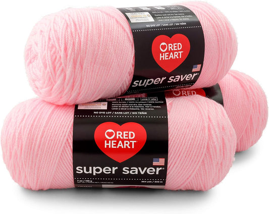 RED HEART Super Saver 3-Pack yarn, BABY PINK 3 Pack