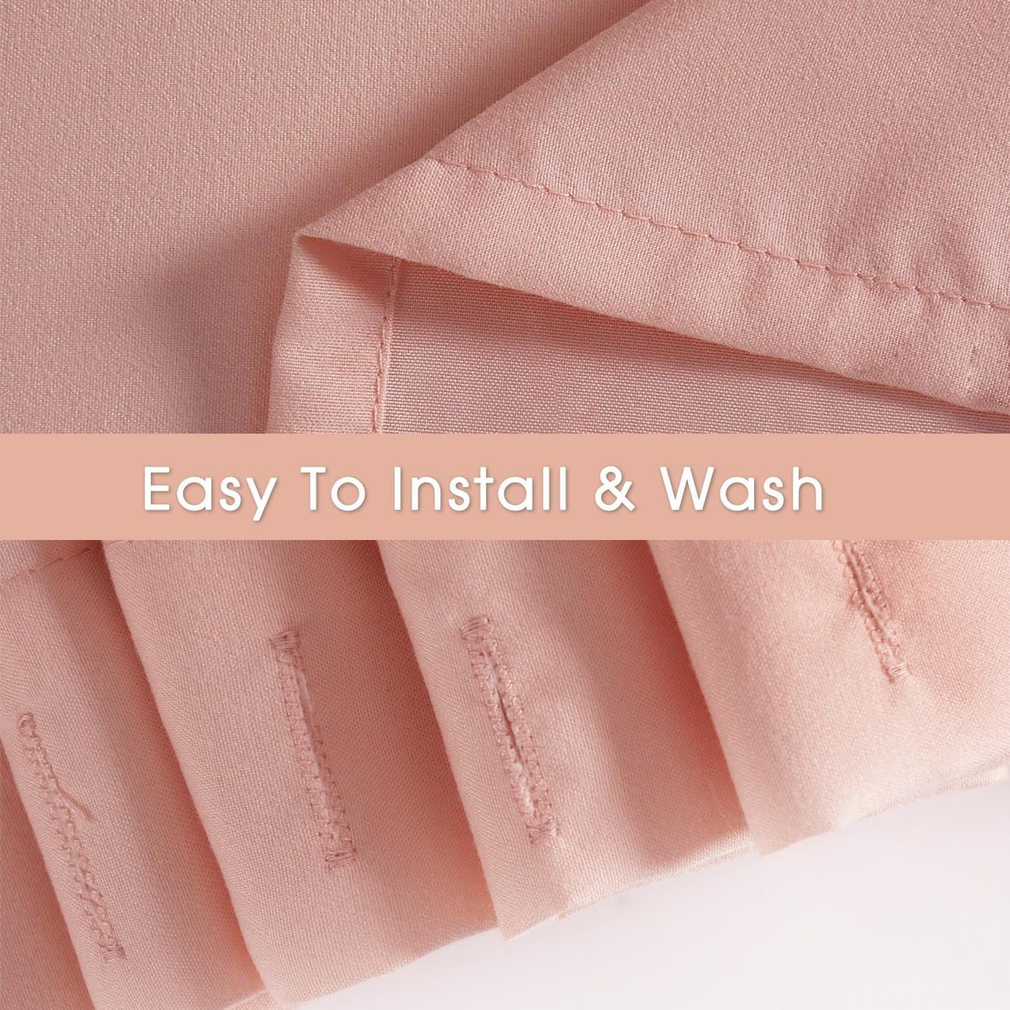 Homechoice Decor Ruched Ruffled Shower Curtain 72" W x 72" H, Peach Pink Microfiber Rustic Decorative Bath Curtain for Bathroom, Farmhouse and Boho Bathroom Décor, Machine Washable (LQ-38)