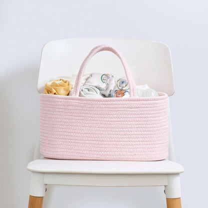 Diaper Caddy Organizer, Empty Gift Basket for Newborn Essentials, Baby Storage Basket, Stylish Gift Bag for Baby Shower, Boys and Girls - Small, Light Pink