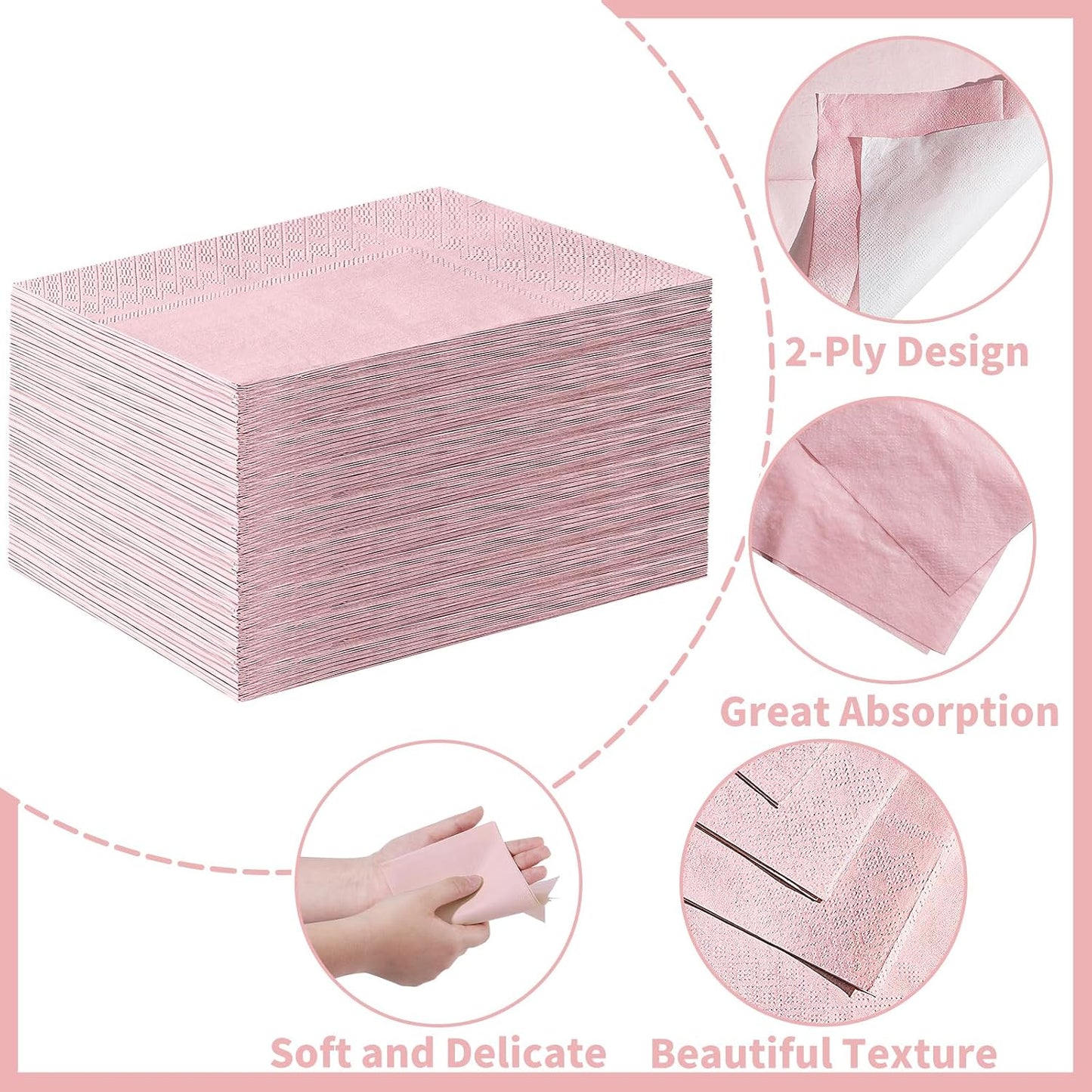 NatNarr 120 Pcs Pink Napkins, Light Pink Guest Dinner Napkin Disposable Hand Towels for Bathroom, Mothers Day, Wedding, Baby Shower, Bathroom, Kitchen