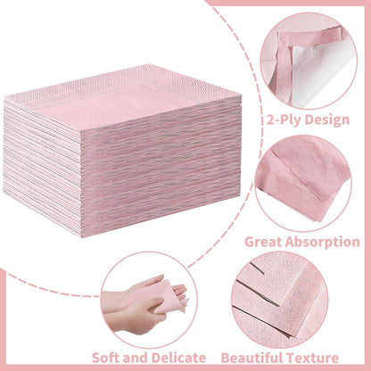 NatNarr 120 Pcs Pink Napkins, Light Pink Guest Dinner Napkin Disposable Hand Towels for Bathroom, Mothers Day, Wedding, Baby Shower, Bathroom, Kitchen
