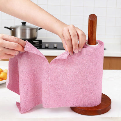 Roll Shaped Tear-Away Dish Cloth, High Capacity Pink Towels, Reusable Washable Kitchen Towel Rolls, Super Absorbent and Thick Microfiber Cleaning Cloths for Commercial Washroom