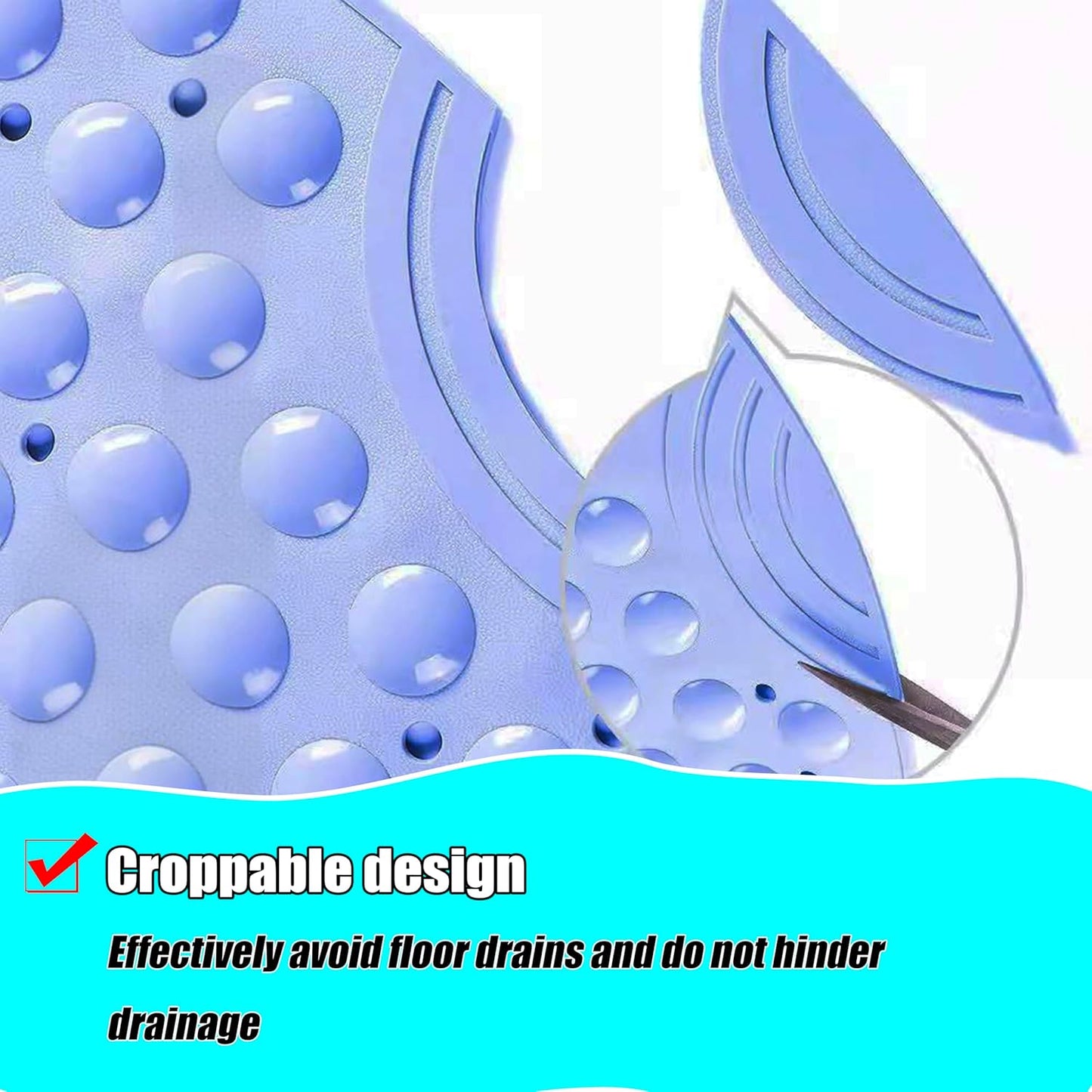 Shower Mat Anti-Slip 21.6'' Round Bathtub Mat with Suction Cups Machine Washable Shower Bath Mat