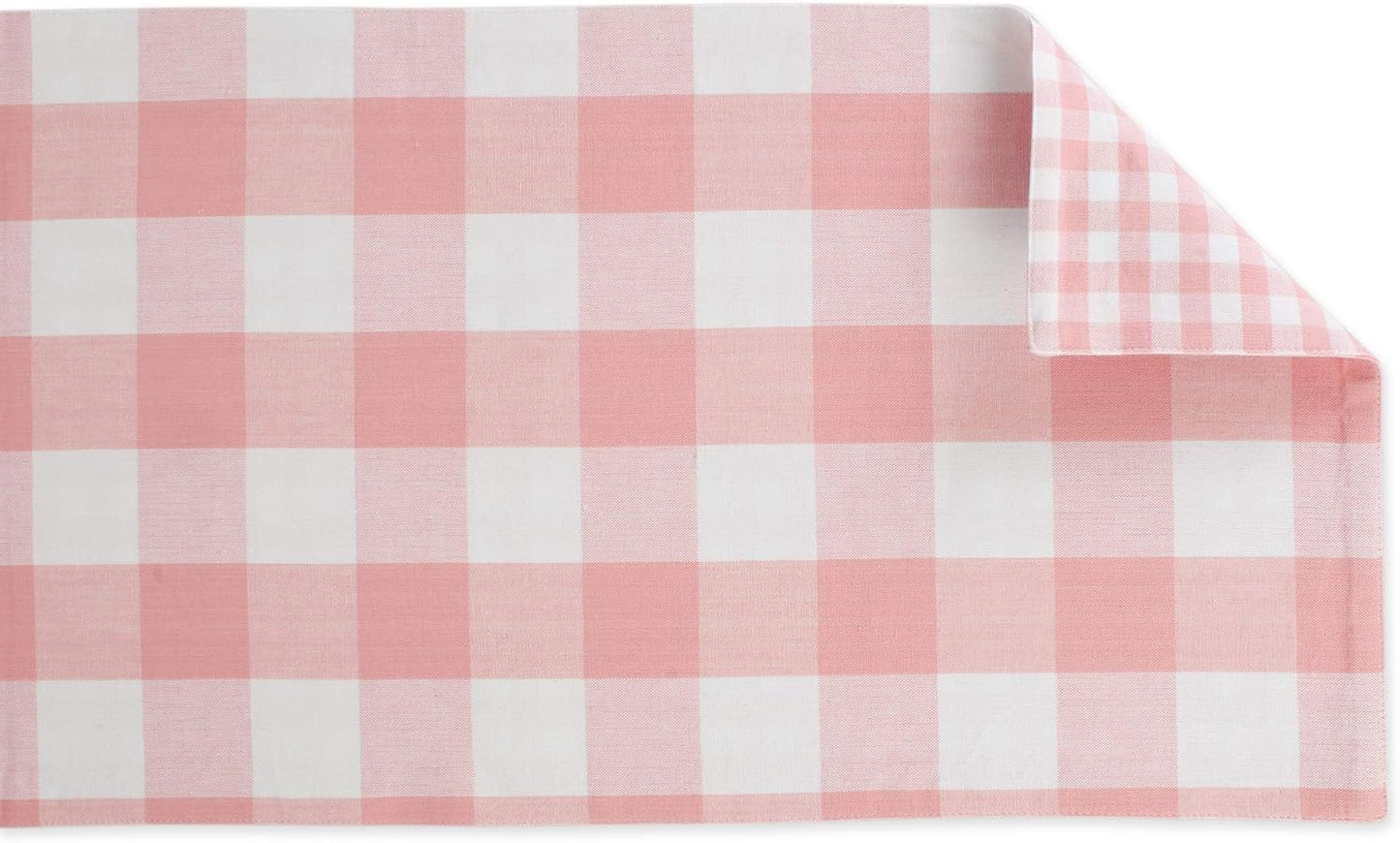 DII Gingham Check Tabletop Collection, Pink, Table Runner, 14x72