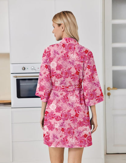 Ekouaer Robes for Women Lightweight Waffle Bath Robe Soft Floral Ladies Sleepwear Loungewear S-XXL