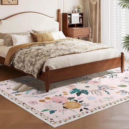 Rugs for Bedroom 5x7 Pink Boho Floral Washable Soft Area Rug for Living Room Dining Room Office Carpet