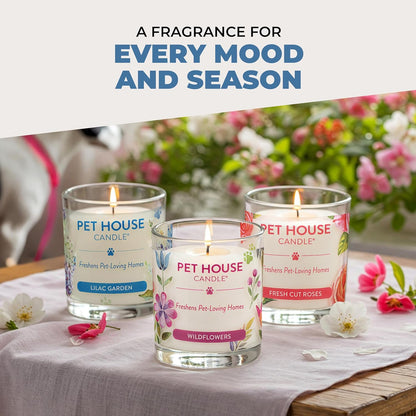 Pet House Plant-Based Pet Odor Candles, Clean Burning, Long Lasting Candle, 60 Hour Burn Time with a Natural Fiber Wick - Mango Peach