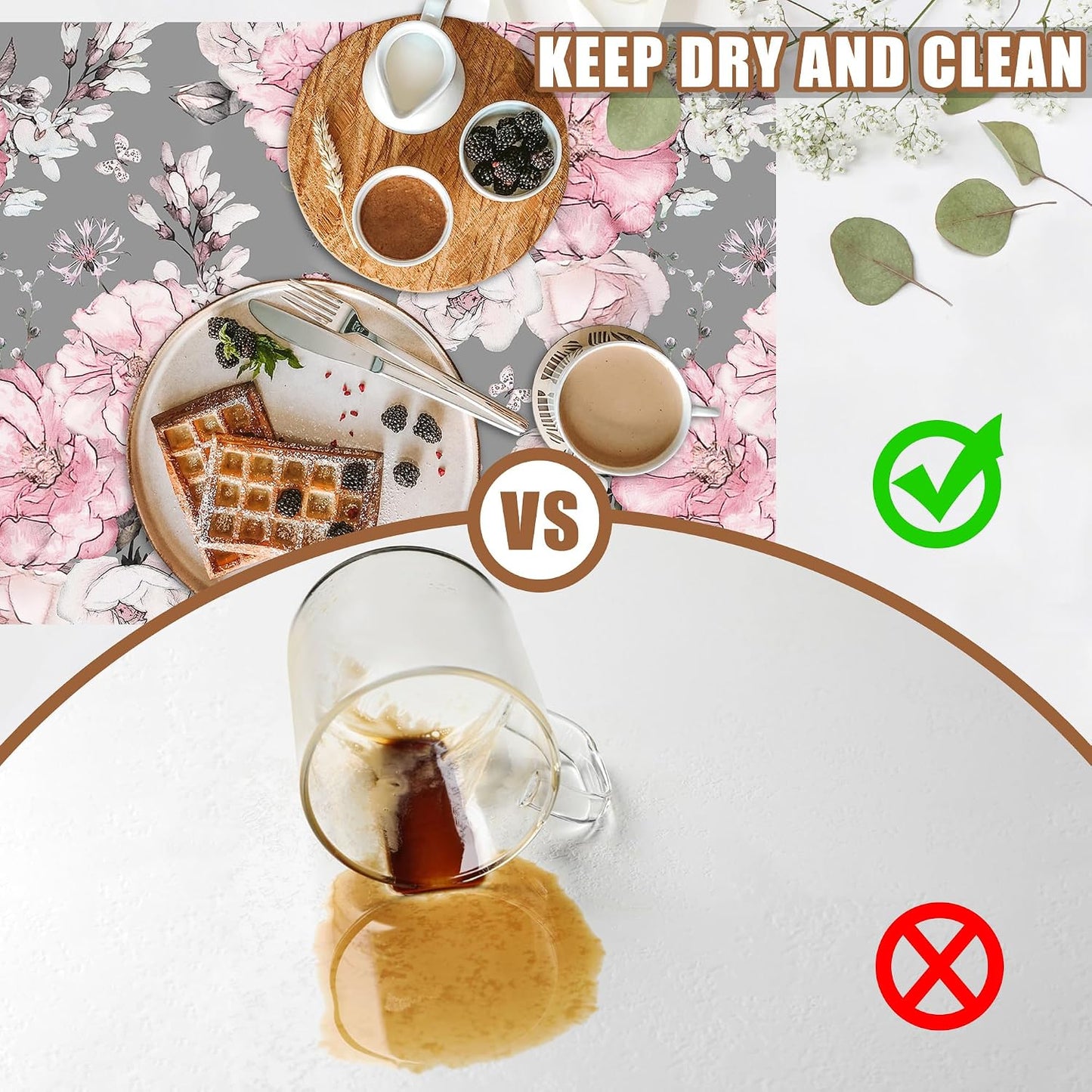 Pink Flowers and Leaves Coffee Mat Absorbent Dish Drying Mat for Kitchen Counter Hide Stain Rubber Backed Coffee Bar Accessories Fit Under Espresso Machine Cafe Table, 11.8 x 19.7 Inch