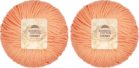 JubileeYarn Bamboo Cotton Chunky Yarn - 100g/Ball - Peach Cobbler - 2 Balls