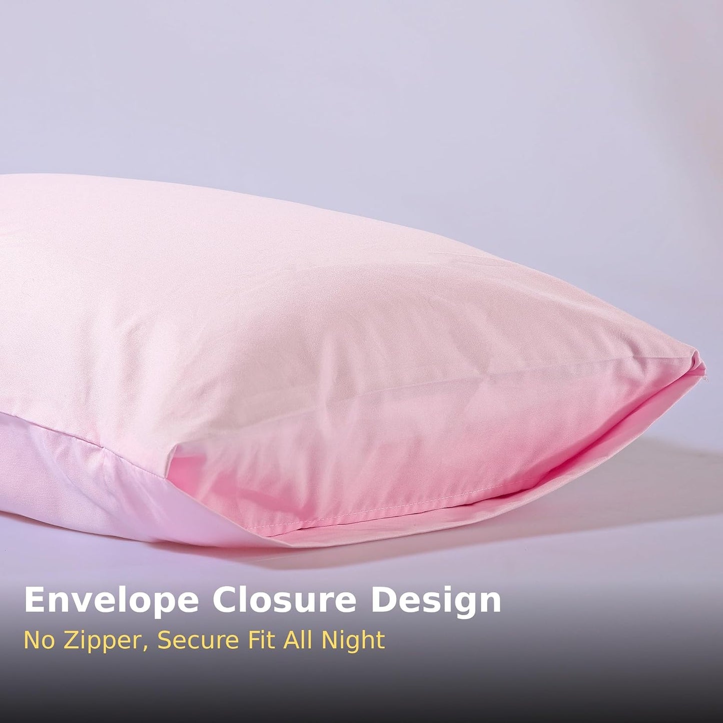 Evolive Ultra Soft Brushed Microfiber Standard Size 20"x30" Pillowcases Pair Set of 2 with Envelope Closure (Pink, 20"x30" Standard)
