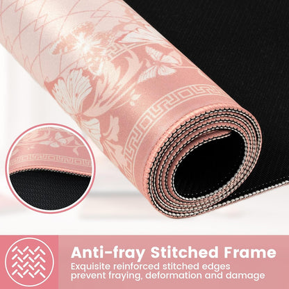 HAOCOO Cute Desk Mat, Pink Desk Matt for Desktop with Edge Stitching, Non-Slip Large Mouse Pad for Desk, Water-Resistant Computer Mat for Gaming,Women Office (Light Pink)