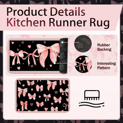 10 Pcs Cute Pink Bow Kitchen Decor and Accessories - Valentines Day Sets 4 Dish Towels 2 Pot Holders 2 Oven Mitts 2 Rugs for Kitchen Bathroom Home Cooking Housewarming Baking Daughter Mom Gift