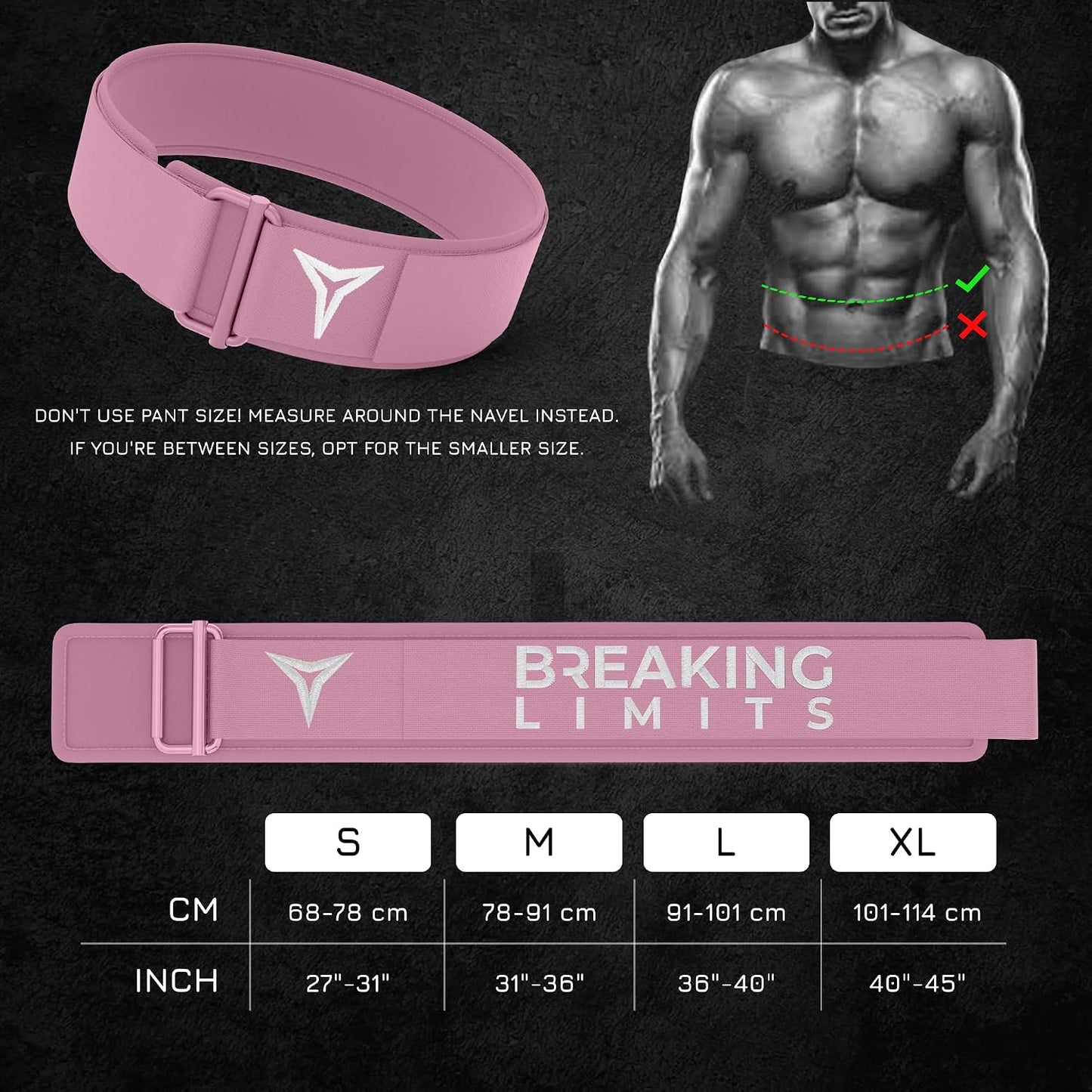 Breaking Limits Pink Lifting Belt - Weight Lifting Belt Women & Men - Squat Belt for Gym, Workout, Weightlifting, Powerlifting, Deadlifts - Cinturones para Hombre Gym - Woman Lifting Belts