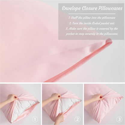 NTBAY Standard Pillow Cases Set of 2, 2 Pack Brushed Microfiber 20x26 Pillow Cases, Soft, Wrinkle, Fade, Stain Resistant Blush Pink Pillow Cases with Envelope Closure, 20x26 Inches, Blush Pink