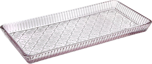 Godinger Serving Tray, Serving Platter, Vanity Jewelry Tray, Table Decor - 12"x 6", Pink, Claro Collection