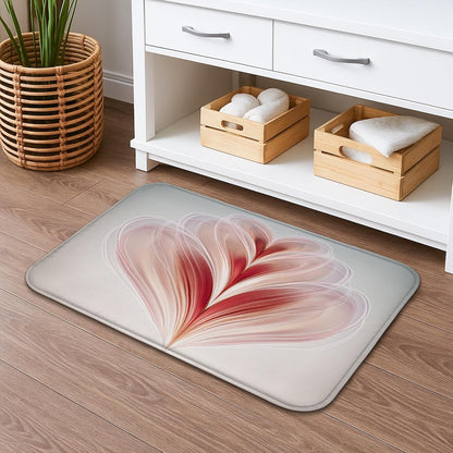 Abstract Floral Quick Dry Bath Mat, Elegant Blush Petals Non Slip Shower Mat, Spring Decorative Flannel Washable Bath Rugs for Bathroom Toilet Restroom 16x24 Inch