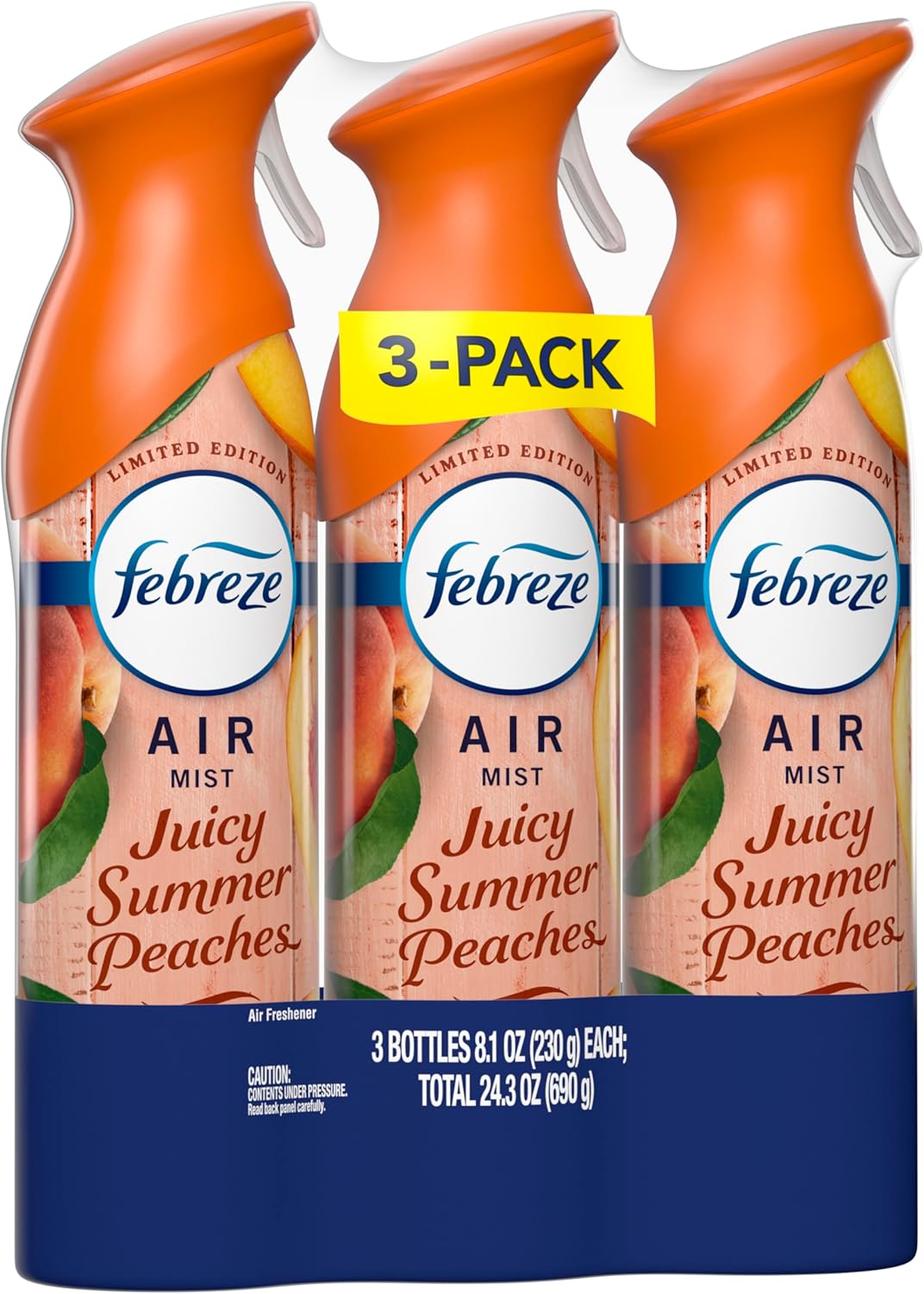 Febreze Air Mist, Air Freshener Spray, Odor Fighting Room Spray, Deodorizer for Home Bathroom Kitchen Office Apartment Dorm Room Classroom, Juicy Summer Peaches Scent, 8.1oz (Pack of 3)