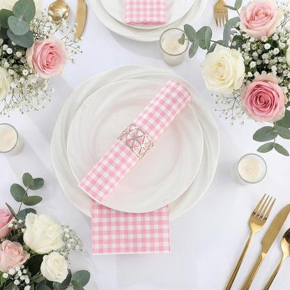 NatNarr 60 Pcs Pink Gingham Napkins, 2 Ply Pink and White Plaid Bathroom Napkin Guest Disposable Checkered Dinner Napkin for Mother's Day Birthday, Baby Bridal Shower, Wedding