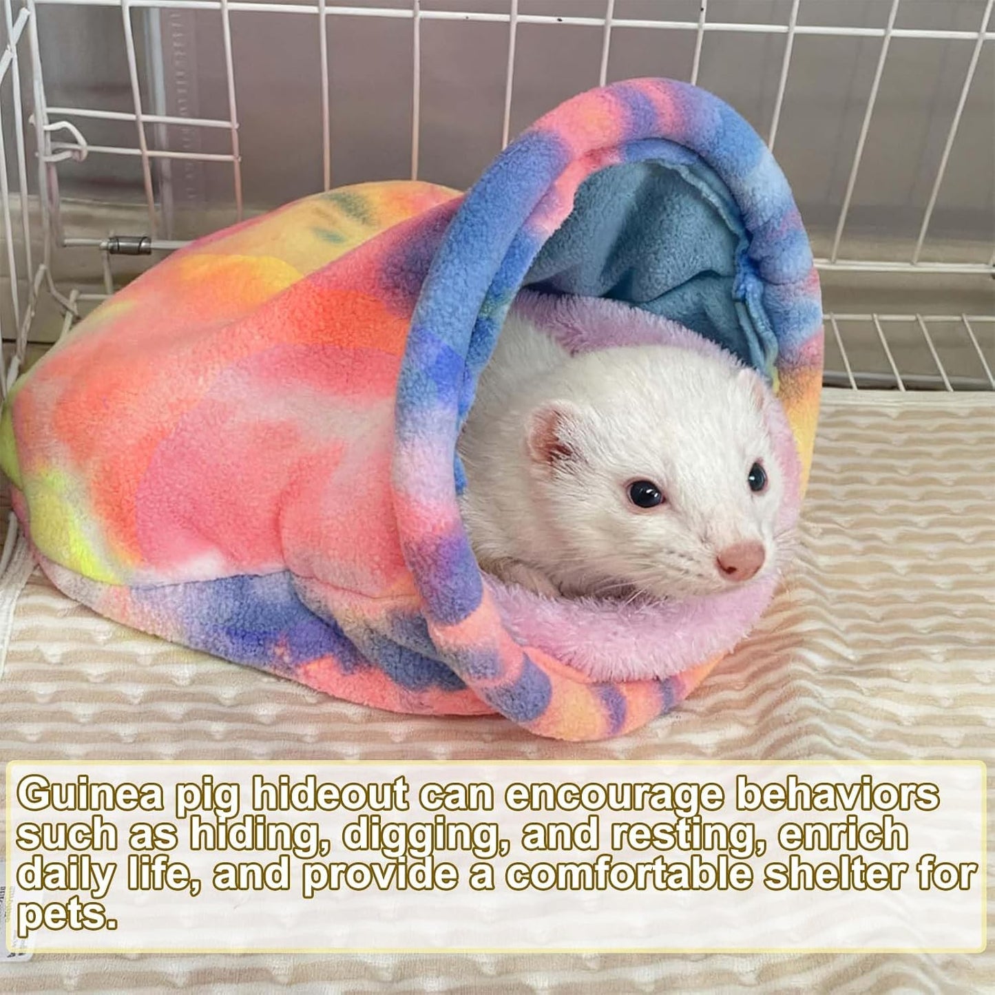 kathson Guinea Pig Snuggle Sack, Soft Fleece Sleep Sacks Large Guinea Pig Hideout Small Animal Hideout Pet Sleeping Bag for Hamster Rat Chinchilla Ferret, 2pcs (Pink)