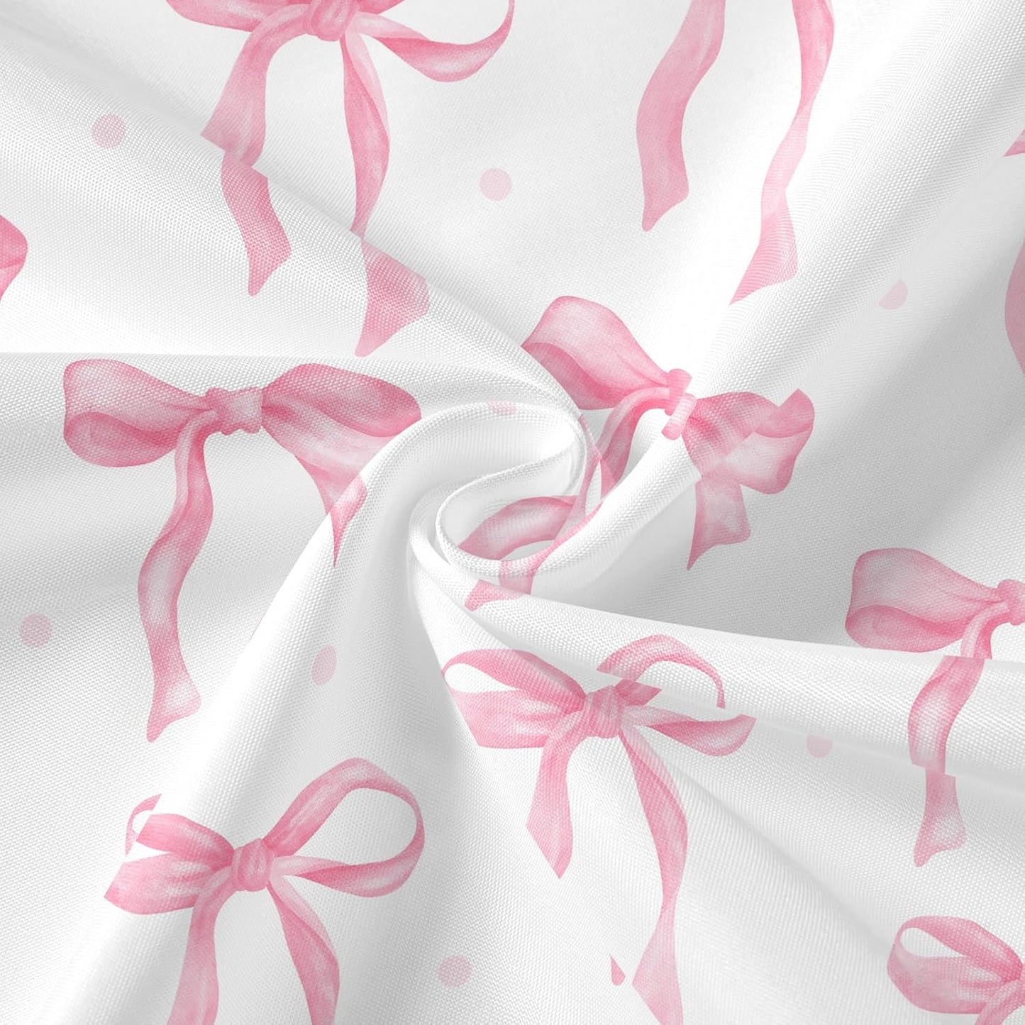 Litabel Cute Bow Shower Curtain, Pink Aesthetic Bowknot Shower Curtain for Bathroom, Modern Minimalist White Waterproof Fabric Shower Curtain Set, 72x72 Inch