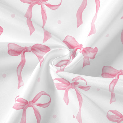 Litabel Cute Bow Shower Curtain, Pink Aesthetic Bowknot Shower Curtain for Bathroom, Modern Minimalist White Waterproof Fabric Shower Curtain Set, 72x72 Inch