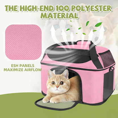 Premium Cat Carrier for Pets Up to 20 Lbs, Cat Travel Bag Soft-Sided Backpack Pet Carriers with Padded Shoulder Strap, Dog Carrier for Small Dogs Puppy Carry Airline Approved, Pink
