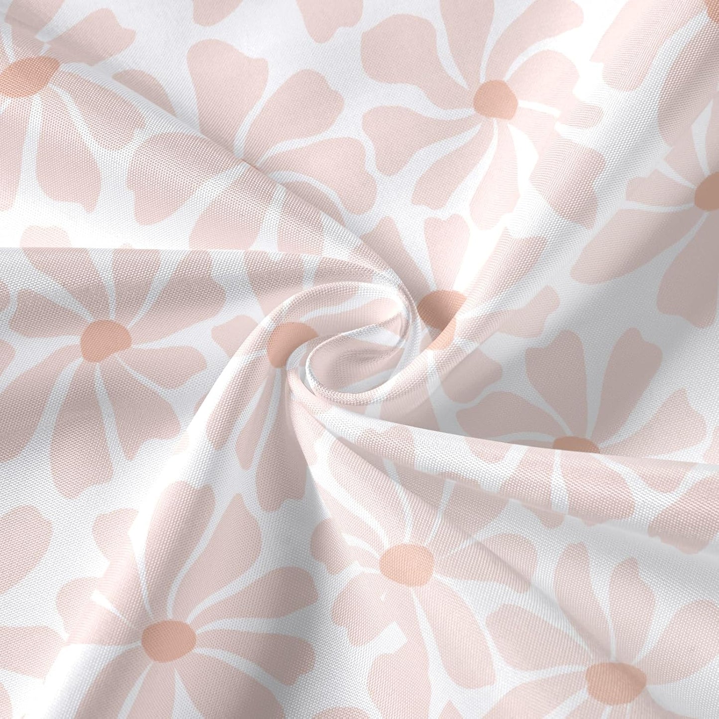 Litabel Blush Pink Daisy Floral Shower Curtain, Boho Spring Flower Shower Curtain for Girly Bathroom, Modern Minimalist White Waterproof Fabric Shower Curtain Set, 72x72 Inch