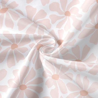 Litabel Blush Pink Daisy Floral Shower Curtain, Boho Spring Flower Shower Curtain for Girly Bathroom, Modern Minimalist White Waterproof Fabric Shower Curtain Set, 72x72 Inch