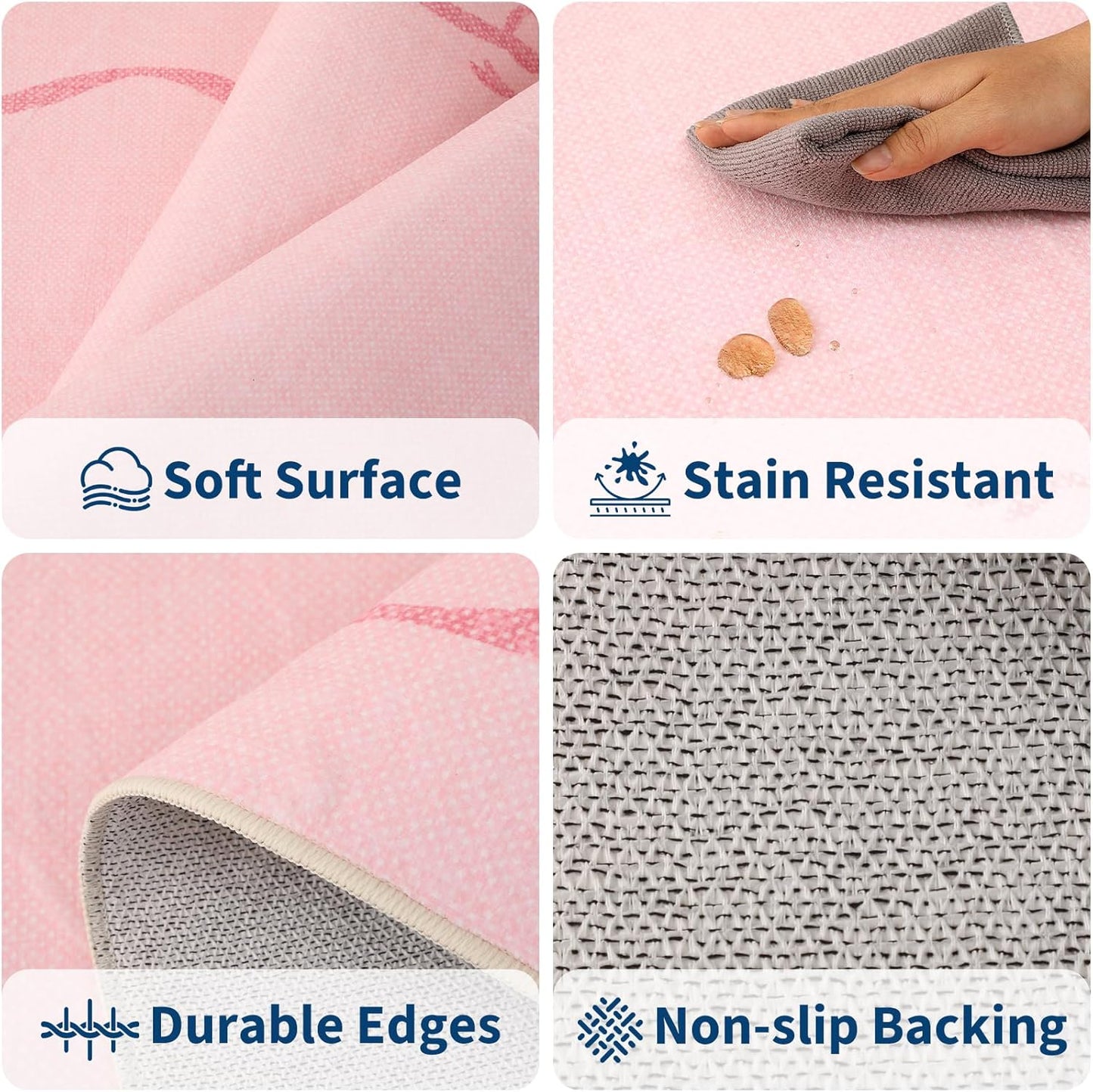 Garvee 2x6 Bow Runners for Hallways Non Slip, Kitchen Runner Rug Solid Pink Rugs for Bedroom Girls, Soft Low Pile Washable Floor Mat Coquette Rug for Nursery Entryway Dorm Laundry Room