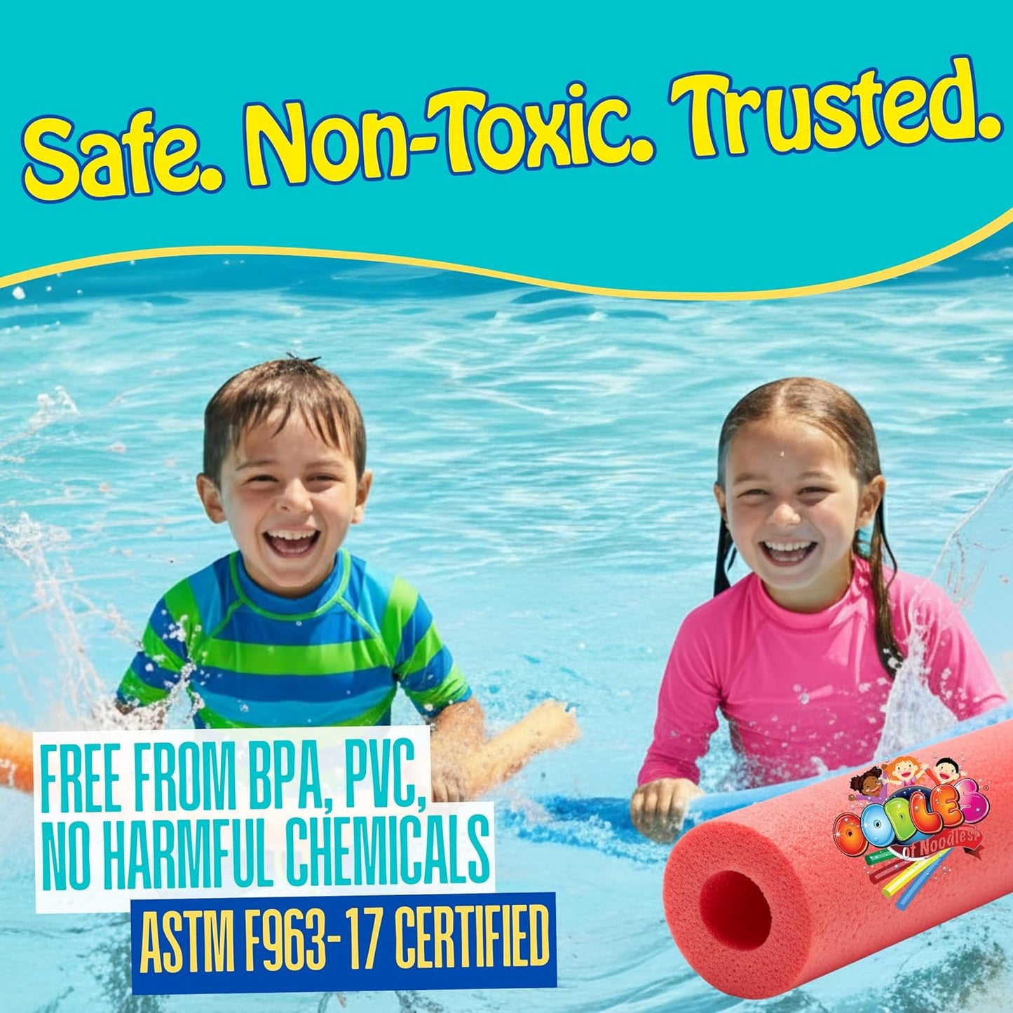 Oodles of Noodles Premium Jumbo XL Pool Swim Noodles - 6 Pack - Approx. 55 inch x 3.5 inch Hollow Core Pool Noodles Foam Tube - Durable for Heavy Duty Swimming, Water Aerobics, Crafts, & DIY Projects