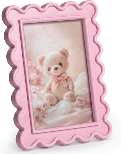 Sonefreiy Pink 4x6 Picture Frame Cute Unique Picture Frames for Wall Colorful 4 x 6 Photo Frame Tabletop Display Gift for Family Grandma Friends Girls Woman