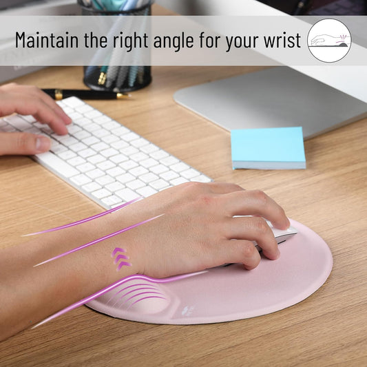 Mr. Pen- Ergonomic Mouse Pad with Wrist Rest, Blush Pink Breathable Fabric with Memory Foam Cushion, Non-Slip Rubber Base, Gel Mouse Pad with Wrist Support