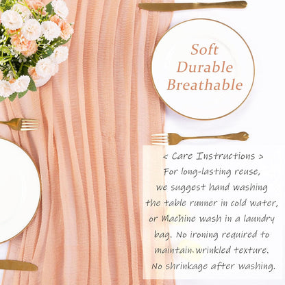 13ft Peach Cheesecloth Table Runner for Wedding Baby Bridal Shower Party 35x157 Inches Boho Gauze Cheese Cloth Table Runner Spring Summer Home Decorations