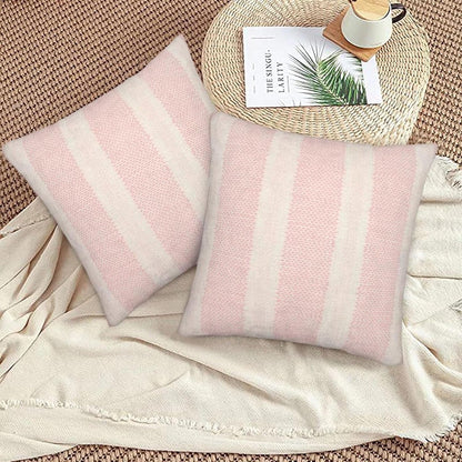 Pink Polka Dot Pillow Covers 18 x 18 Inch Set of 2 Boho Striped Decorative Outdoor Throw Pillow Covers Linen Modern Geometry Cushion Cases for Home Sofa Couch Living Room Decor