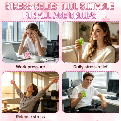 Stress Relief Toy, Apple Squishy, Squishy Apple Slow Rising Fruit Squishies, Clear Cute Fruit Stress Ball for Adults, Cute Funny Desk Decor (Pink)