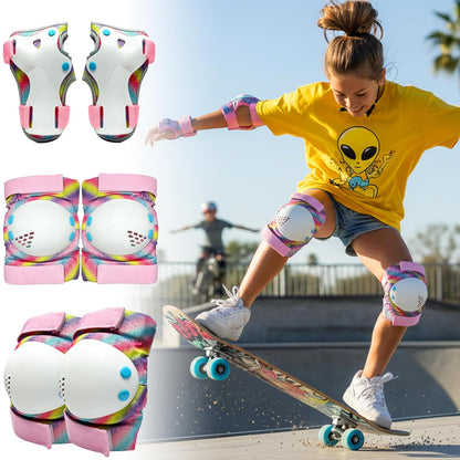 Kids Knee Pads and Elbow Pads Set,Girls Pink Skateboarding Pad,Kid Protective Gear Set for Scooter,Cycling and Rollerblading,Ice Skate and Skateboard Pads for Kids 8-12 Years Old