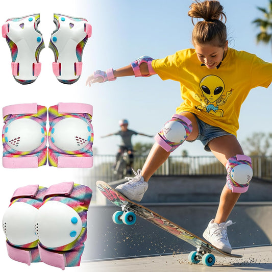 Kids Knee Pads and Elbow Pads Set,Girls Pink Skateboarding Pad,Kid Protective Gear Set for Scooter,Cycling and Rollerblading,Ice Skate and Skateboard Pads for Kids 8-12 Years Old