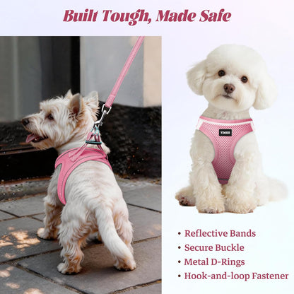 YIMEIS Dog Harness and Leash Set, No Pull Soft Mesh Pet Harness, Reflective Adjustable Puppy Vest for Small Medium Large Dogs, Cats (Pink, X-Small (Pack of 1)