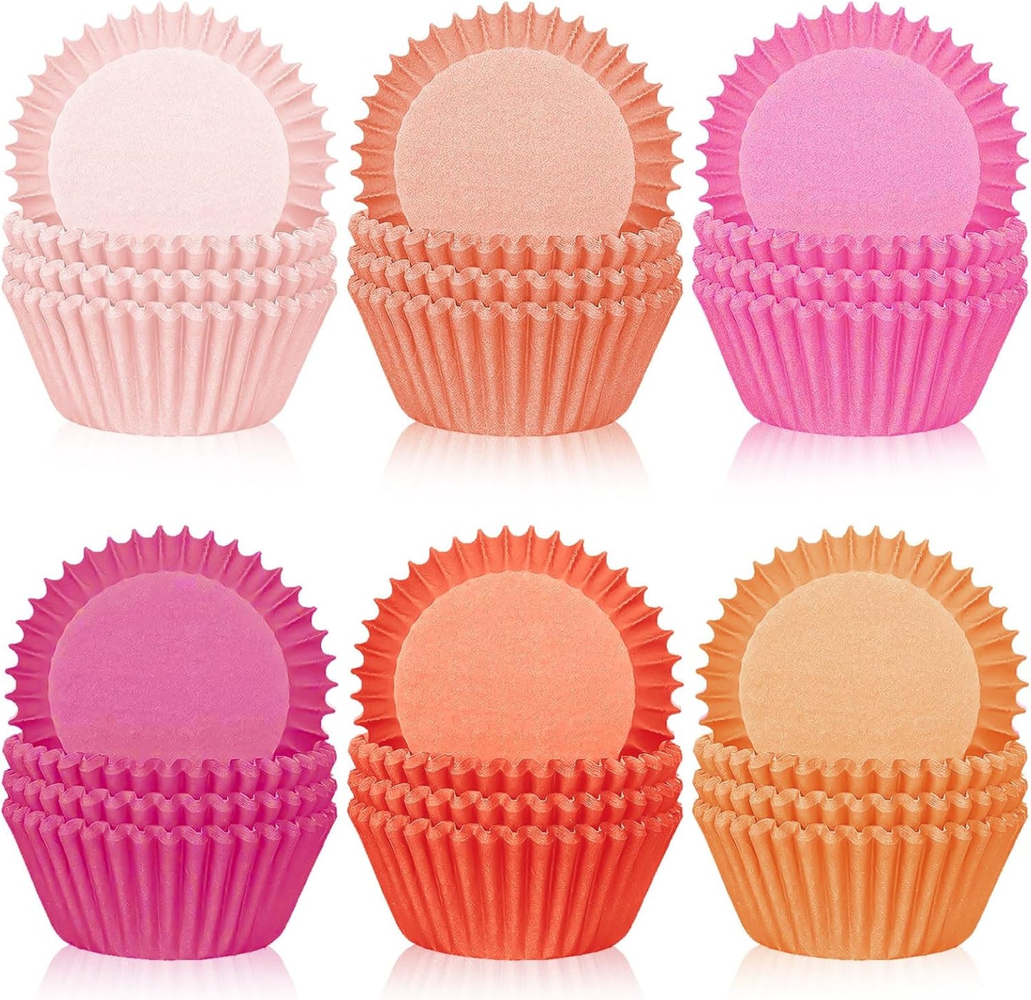 Whaline 300Pcs Pink Orange Cupcake Liners Paper Baking Cups Standard Muffin Cupcake Wrappers for Spring Summer Baby Shower Wedding Birthday Party Supplies Table Decor