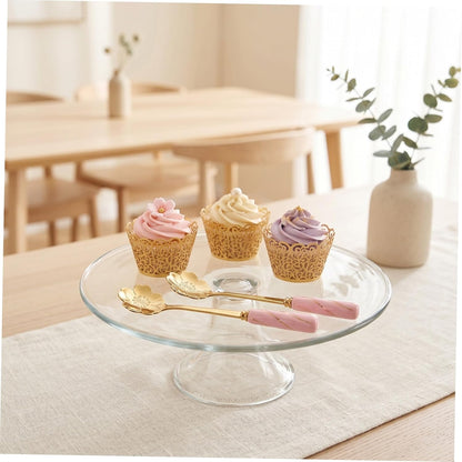 Ipetboom 4pcs Dessert Spoons with Ergonomic Ceramic Handles Multipurpose Flower Design Coffee and Cake Spoons for Household Kitchen Use Pink Gold Cherry Blossom