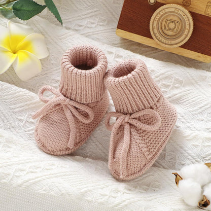 mimixiong Baby Booties Newborn Infant Sock Shoes Hand Knitted Boy and Girl Cozy Shoes