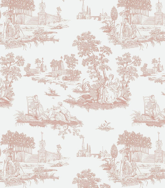 Hopepak Pink Toile Peel and Stick Wallpaper Vintage Contact Paper Self Adhesive Waterproof Removable French Wall Paper for Cabinets Shelf Drawer Bedroom Bathroom 17.3''x78.7''